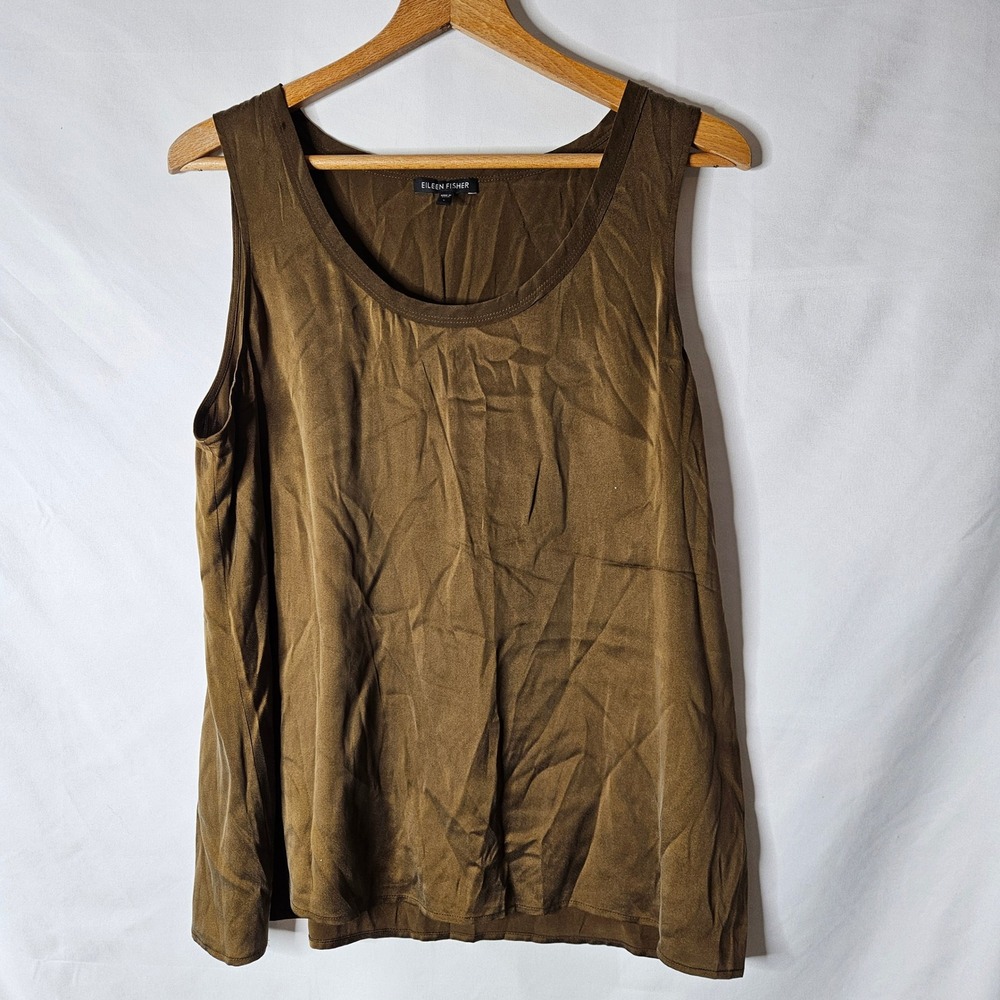 Eileen Fisher 100% Silk Iridescent Brown Tank Top Cami sz L